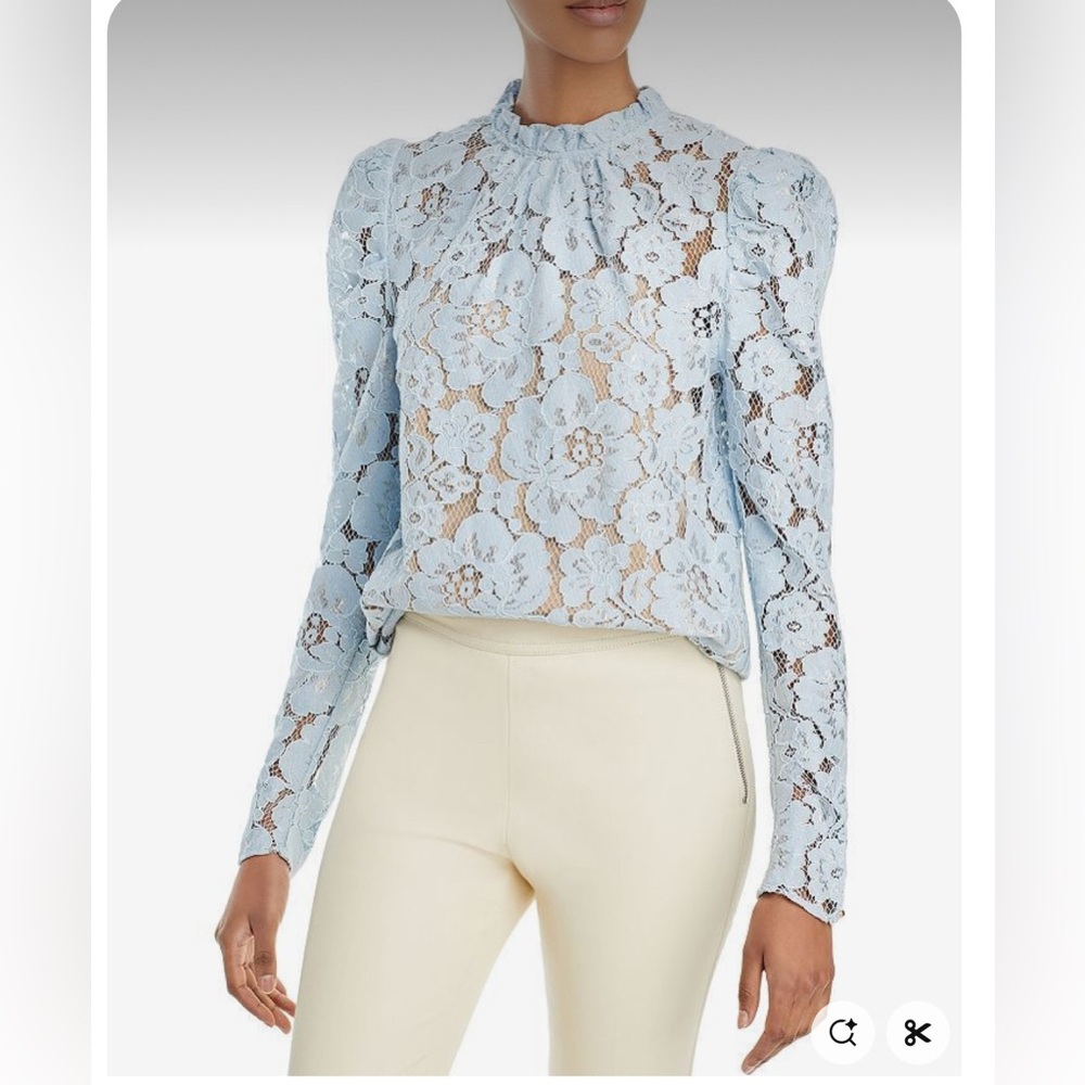 Wayf Light Blue Lace Blouse